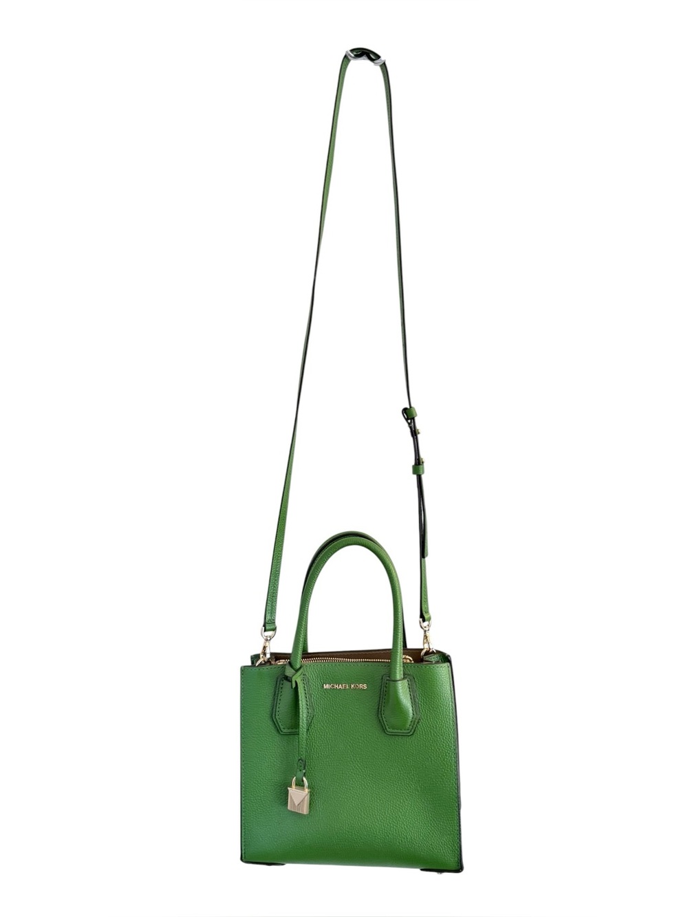 Michael Kors Green Mercer Pebbled Leather Crossbody Purse